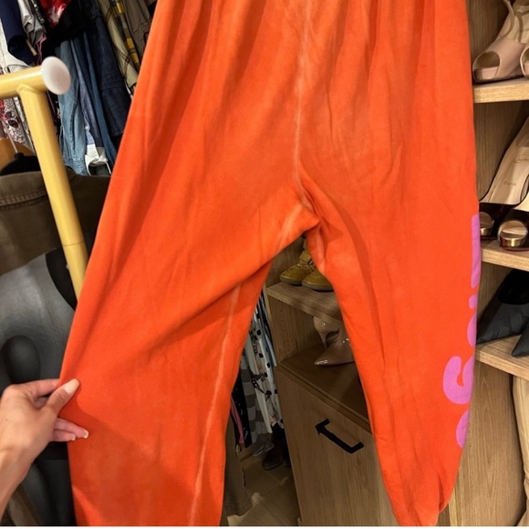 VTG CIRCA 99 Electric Orange Fluffy OG Lets Go Sweatpants ( Rare Sun Faded ) - Picture 7 of 8